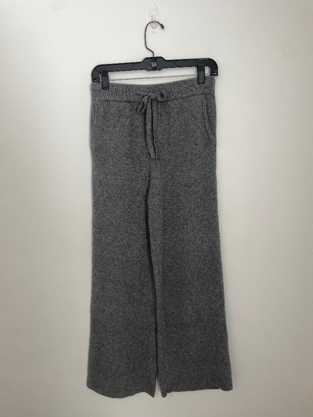 The Row Silk Cashmere Knit Wide Leg Gray Sweatpants, Women's Small Cozy Pants